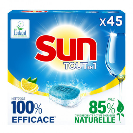 SUN - Tout en 1 Tablettes lave-vaisselle Citron - paquet de 45 Tablettes Sonico.fr