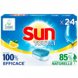 SUN - Tout en 1 Tablettes lave-vaisselle Citron - paquet de 24 Tablettes Sonico.fr