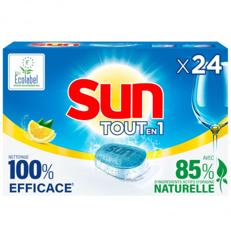 SUN - Tout en 1 Tablettes lave-vaisselle Citron - paquet de 24 Tablettes Sonico.fr