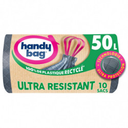 HANDY BAG - Ultra-Résistants - Sacs poubelle 50 L à poignées coulissantes - 10 sacs Sonico.fr