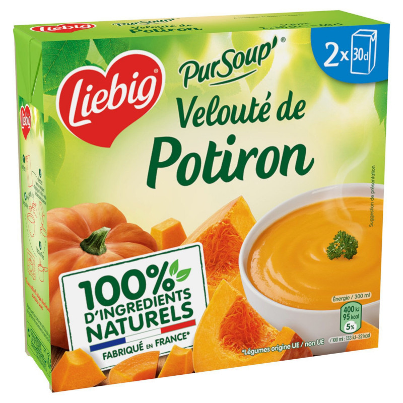 LIEBIG - PurSoup Velouté de Potiron À La Crème Fraiche - Soupes - pack de 2 briques de 30 cl Sonico.fr