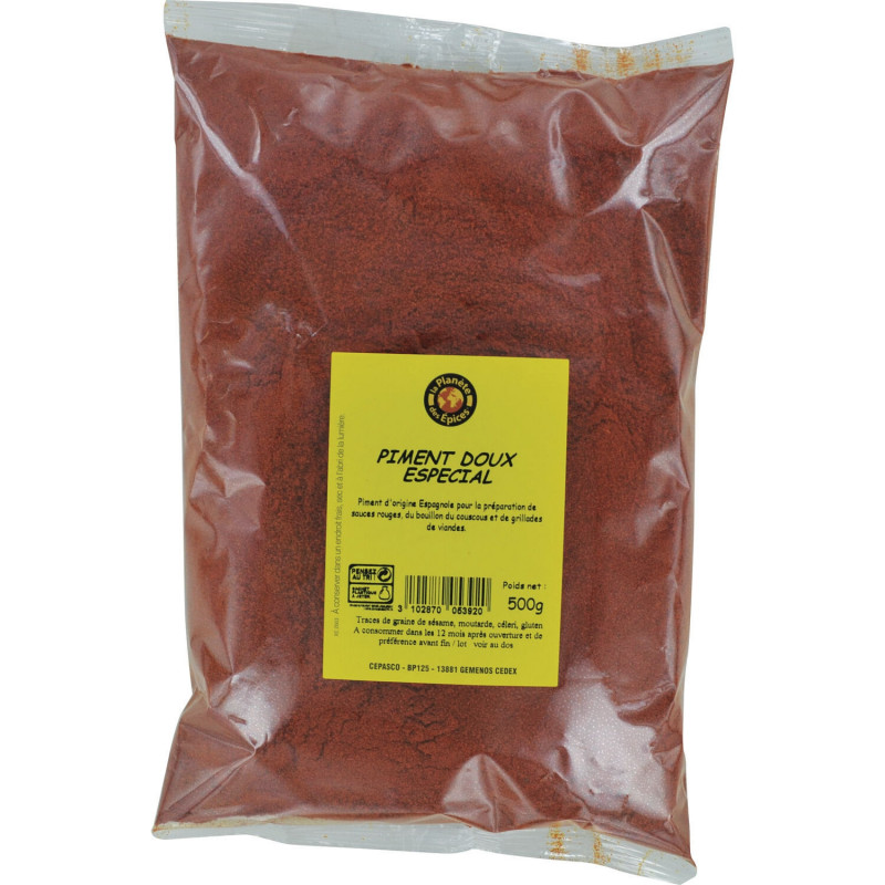 LA PLANETE DES EPICES - Piment en Poudre Doux - Epices - sachet de 500 g Sonico.fr