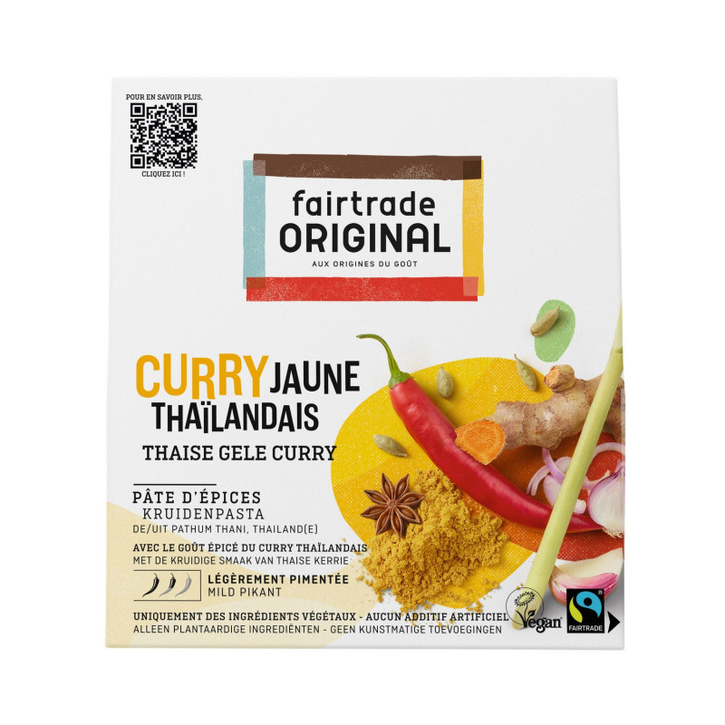 FAIR TRADE - Pate de Curry Jaune Thai - Mélange d'épices - paquet de 70 g Sonico.fr