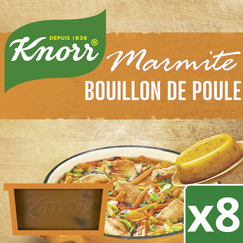 KNORR - Bouillon de poule - Bouillons - paquet de 8 marmites de 28 g Sonico.fr