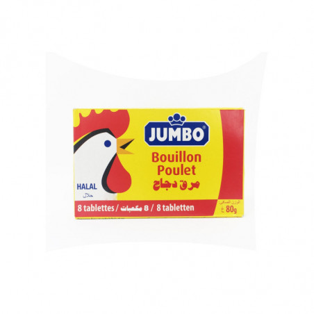 JUMBO - Bouillon saveur Poulet Halal - Bouillons - boite de 8 tablettes - 80 g  Sonico.fr