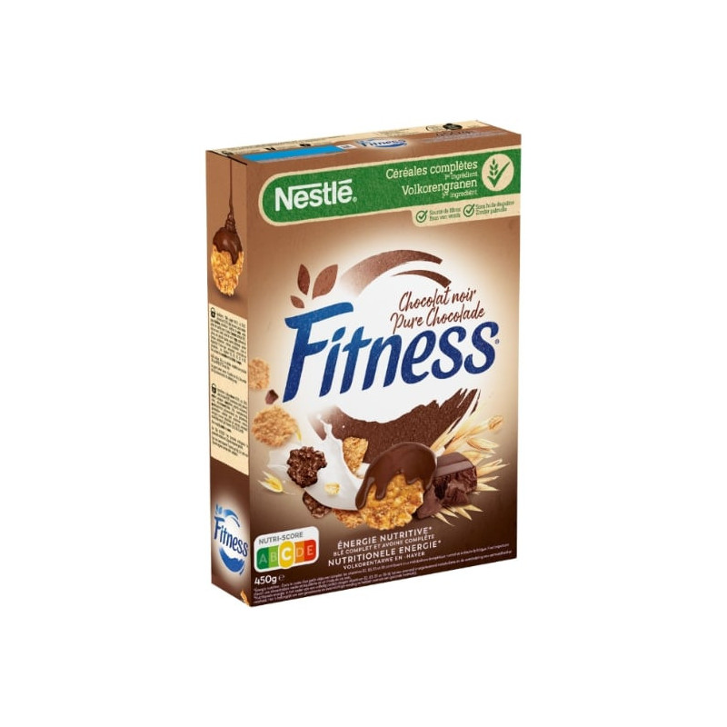 FITNESS - Céréales chocolat noir - Pétales de blé complet - boite de 450 g Sonico.fr
