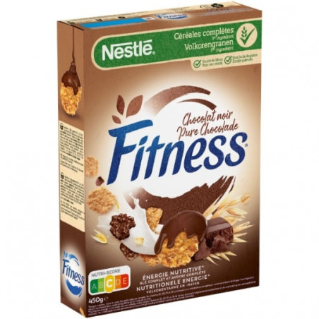 FITNESS - Céréales chocolat noir - Pétales de blé complet - boite de 450 g Sonico.fr