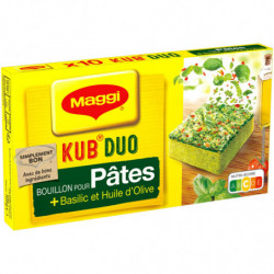 MAGGI - KUB DUO Pates Basilic et Huile D'Olive - Bouillons - boite de 10 cubes - 105 g  Sonico.fr