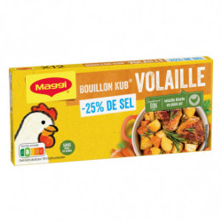 MAGGI - Bouillon Kub Volaille Réduit en sel - Bouillons - boite de 12 cubes - 120 g  Sonico.fr