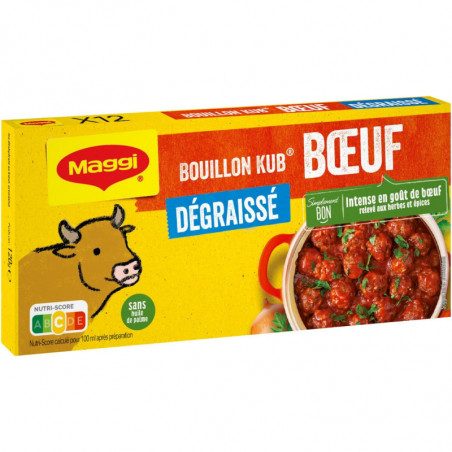 MAGGI - Bouillon Kub Buf Dégraissé - Bouillons - boite de 12 cubes - 120 g  Sonico.fr