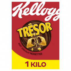 KELLOGG'S - Trésor Céréales chocolat noisettes - Céréales enfants - boite de 1 kg Sonico.fr