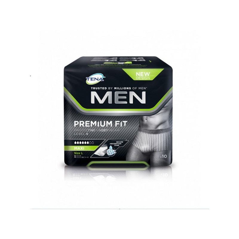 TENA - Men Premium Fit L Large Level 4 - Protection Absorbante Homme - paquet de 10 protections Sonico.fr