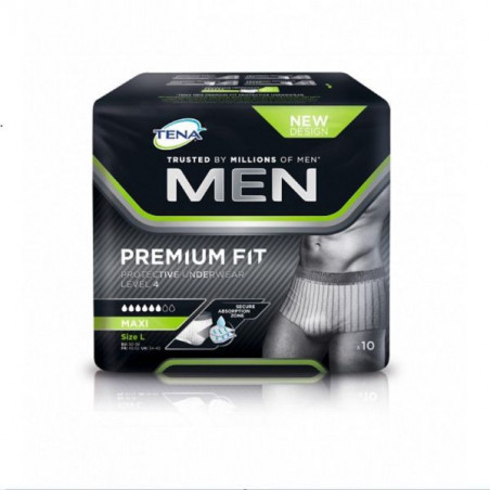 TENA - Men Premium Fit L Large Level 4 - Protection Absorbante Homme - paquet de 10 protections Sonico.fr