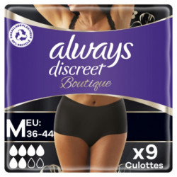 ALWAYS - Discreet Culottes Noires Plus Taille M Fuites Urinaires - 9 Culottes Sonico.fr
