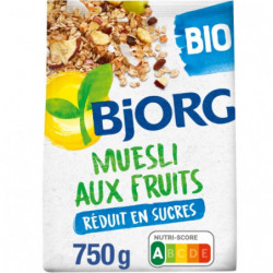 BJORG - Muesli Bio aux Fruits - Mueslis et Avoines - paquet de 750 g Sonico.fr