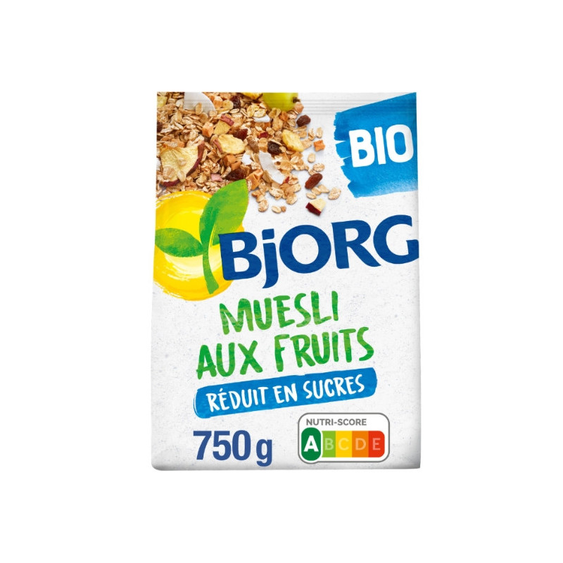 BJORG - Muesli Bio aux Fruits - Mueslis et Avoines - paquet de 750 g Sonico.fr