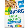 BJORG - Muesli Bio aux Fruits - Mueslis et Avoines - paquet de 750 g Sonico.fr