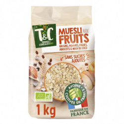 TERRES ET CEREALES - Muesli aux Fruits Bio - paquet de 1 kg  Sonico.fr