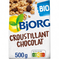 BJORG - Céréales Croustillant Chocolat Bio - Mueslis et Avoines - paquet de 500 g Sonico.fr