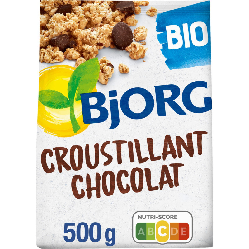 BJORG - Céréales Croustillant Chocolat Bio - Mueslis et Avoines - paquet de 500 g Sonico.fr
