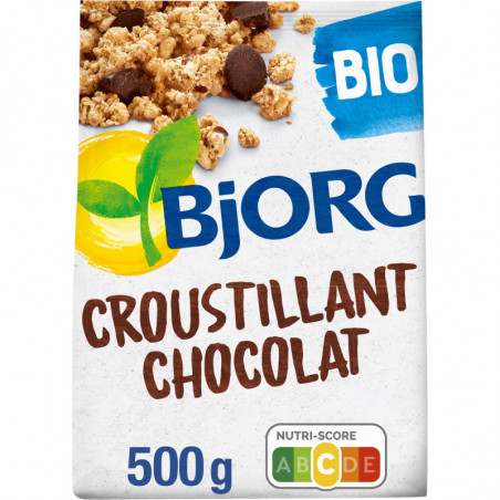 BJORG - Céréales Croustillant Chocolat Bio - Mueslis et Avoines - paquet de 500 g Sonico.fr