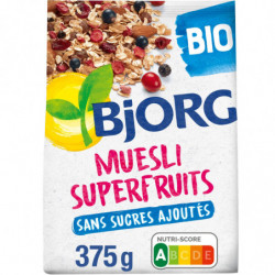 BJORG - Muesli Superfruits Bio - Mueslis et Avoines - paquet de 375 g Sonico.fr