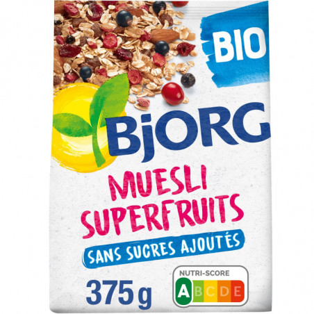 BJORG - Muesli Superfruits Bio - Mueslis et Avoines - paquet de 375 g Sonico.fr