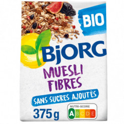 BJORG - Muesli Fibres Bio - Mueslis et Avoines - paquet de 375 g Sonico.fr