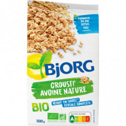 BJORG - Céréales Crousti Avoine Nature Bio - Mueslis et Avoines - paquet de 500 g Sonico.fr