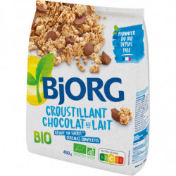 BJORG - Céréales Croustillant Chocolat au lait Bio - Mueslis et Avoines - paquet de 450 g Sonico.fr
