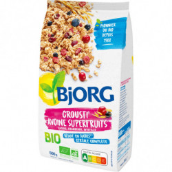 BJORG - Céréales Crousti Avoine Superfruits Bio - Mueslis et Avoines - paquet de 500 g Sonico.fr