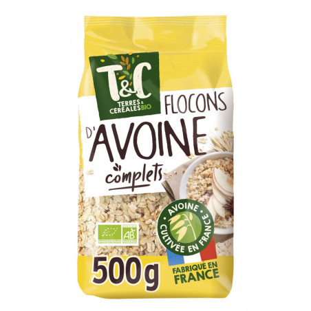 TERRES ET CEREALES - Flocons d'avoines Complets Bio - paquet de 500 g Sonico.fr