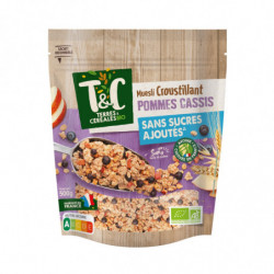TERRES ET CEREALES - Muesli Croustillant Pomme Cassis sans sucres ajoutés Bio - paquet de 500 g Sonico.fr