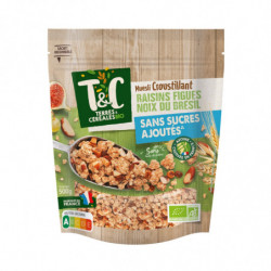 TERRES ET CEREALES - Muesli Croustillant Raisin Figue Noix Brésil sans sucres ajoutés Bio - paquet de 500 g Sonico.fr