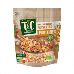 TERRES ET CEREALES - Muesli Croustillant Noisette Protéines Bio - paquet de 500 g Sonico.fr