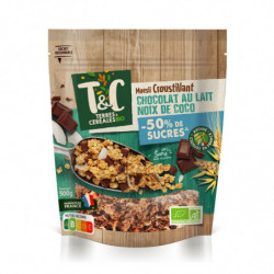 TERRES ET CEREALES - Muesli Croustillant Chocolat Lait Noix de Coco Bio - paquet de 500 g Sonico.fr