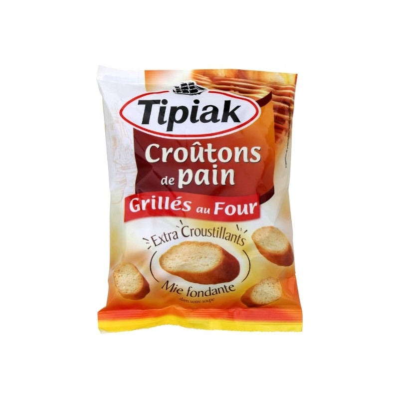 TIPIAK - Croûtons de pain grillés au four - paquet de 80 g Sonico.fr