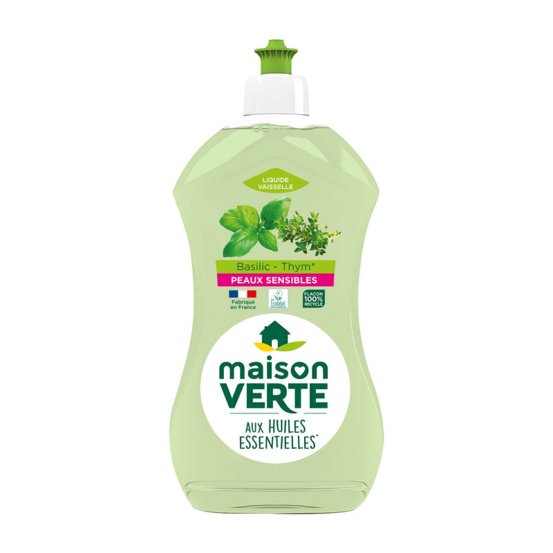 MAISON VERTE - Liquide vaisselle Basilic Thym - flacon de 500 ml Sonico.fr