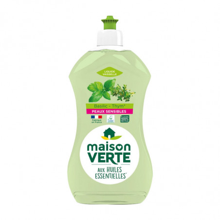 MAISON VERTE - Liquide vaisselle Basilic Thym - flacon de 500 ml Sonico.fr