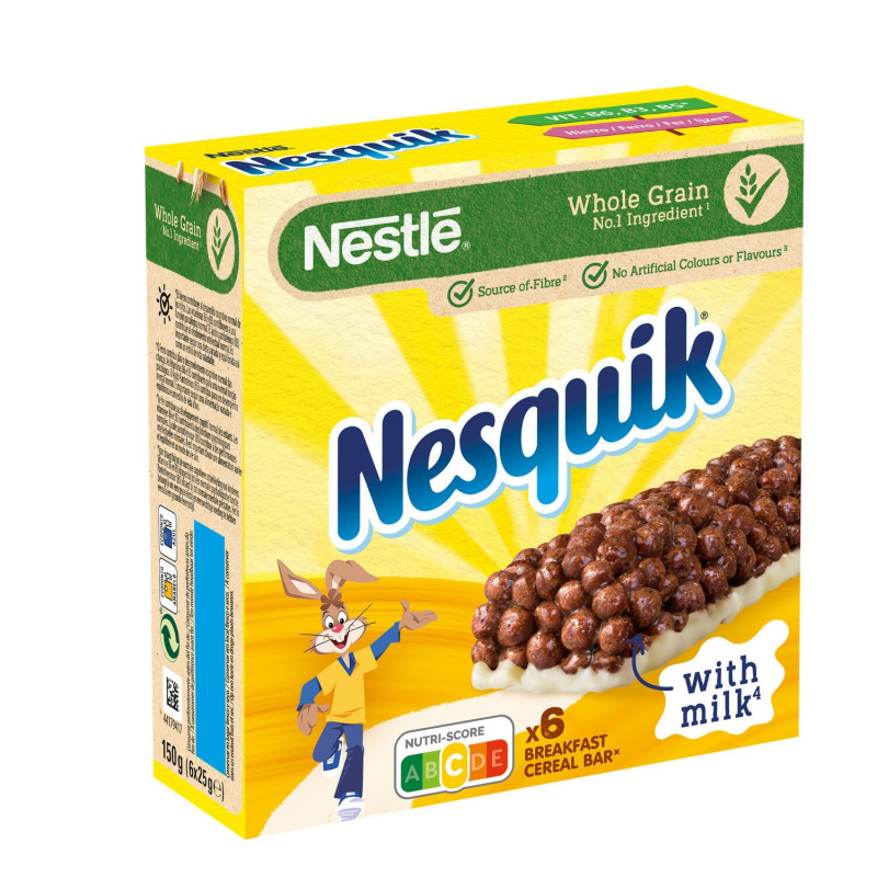 NESQUIK - Barres céréales au Chocolat Et Lait - paquet de 150 g Sonico.fr