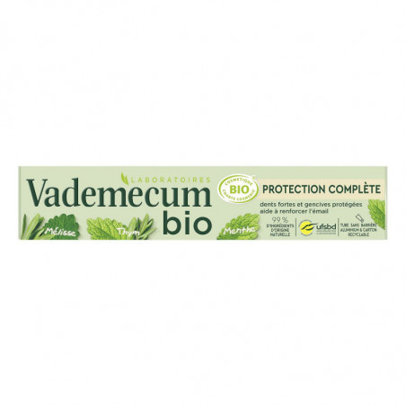 VADEMECUM - Dentifrice Protection Complète Goût Menthe Thé Vert Bio - tube de 75 ml Sonico.fr