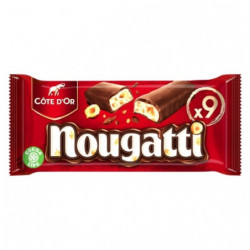 COTE D'OR - Nougatti - 9 Barres chocolatées au lait et nougat - paquet de 270 g Sonico.fr