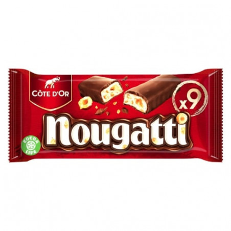 COTE D'OR - Nougatti - 9 Barres chocolatées au lait et nougat - paquet de 270 g Sonico.fr