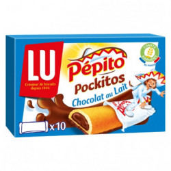 LU - Pepito Pockitos Chocolat au Lait Biscuits barre fourrés - boîte de 10 sachets - 295 g Sonico.fr