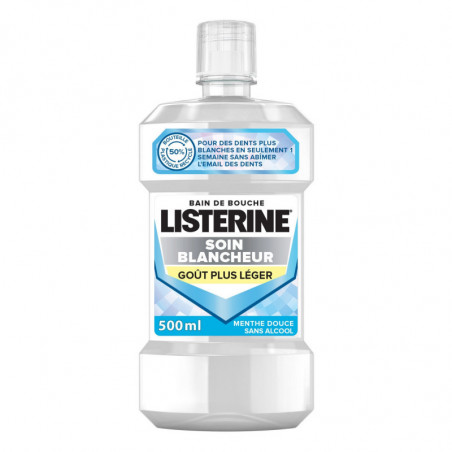 LISTERINE - Bain de bouche Soin Blancheur Gout plus léger - flacon de 500 ml Sonico.fr