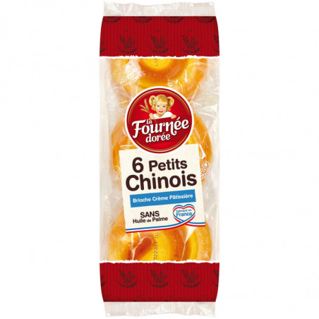 LA FOURNEE DOREE - Brioche Petits Chinois crème pâtissière - paquet de 6 petits Chinois de 50 g Sonico.fr