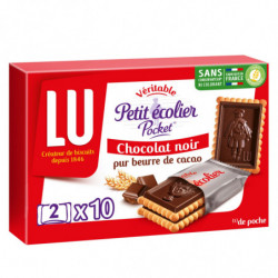 LU - Petit Ecolier Pocket Chocolat Noir Biscuits petit beurre nappés - boîte de 10 sachets - 250 g Sonico.fr