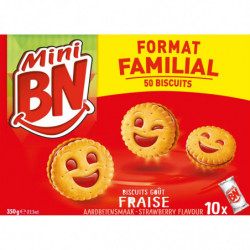 BN - Biscuits Mini BN Fraise Format Familial - boite de 10 sachets de 35 g Sonico.fr