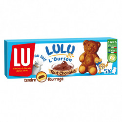 LU - LuLu L'Ourson Tout Chocolat Gâteaux fourrés au chocolat - boîte de 5 sachets - 150 g Sonico.fr
