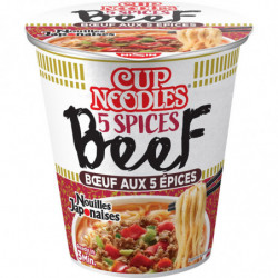 NISSIN - Cup Noodles 5 Spices Buf Soupe de nouilles Japonaises - pot de 64 g Sonico.fr